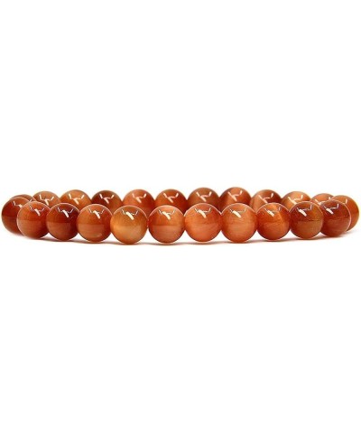 Handmade Gem Semi Precious Gemstone 8mm Round Beads Stretch Bracelet 7" Unisex Orange Tiger Eye $9.17 Bracelets