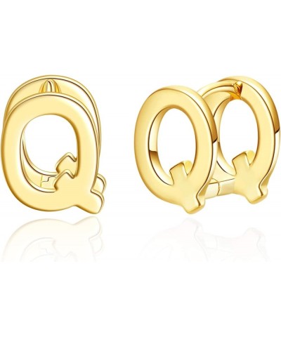 Initial Stud Earrings for Women 14K Gold Plated Dainty Letter Earrings Hypoallergenic Little Earrings for teens Girls Kids Q ...