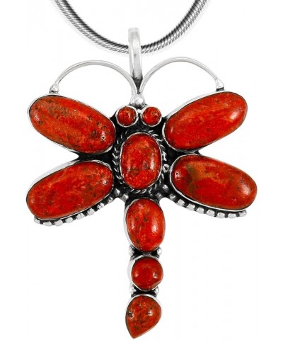 Dragonfly Turquoise Necklace Pendant Sterling Silver Genuine Turquoise & Gems (20") Coral $39.96 Necklaces