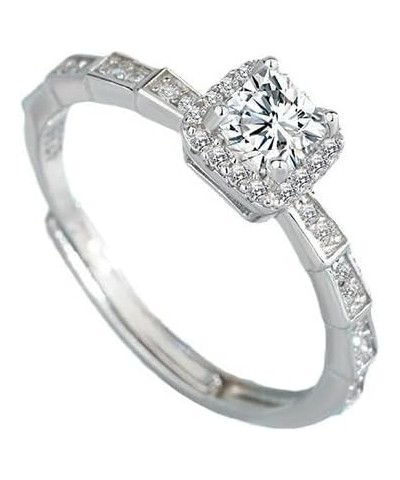 Women's Platinum Square Brick Ring, Light Luxury Fashion Personalized Ring $7.79 Rings