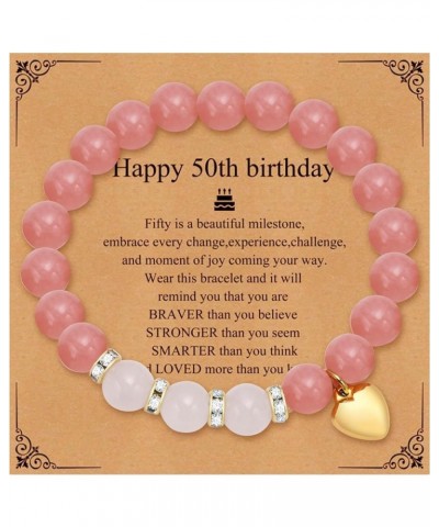 30th/40th/50th/60th Birthday Bracelet Gifts for Women,Happy Birthday Present Natural Stone Bead Bracelet Birthday Christmas G...