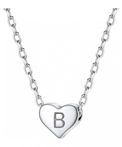 Tiny Initial Necklaces 925 Sterling Silver Letter A-Z Letter Pendant for Women Girls Heart Choker Necklace 16"+2 B-925 Silver...