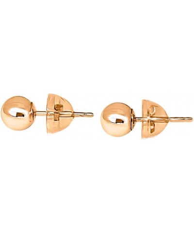 14K Solid Yellow and Rose Gold Ball Earring/Stud Earrings (3MM - 7MM) For Women with Secure Push Back 4MM Rose Gold $24.50 Ea...
