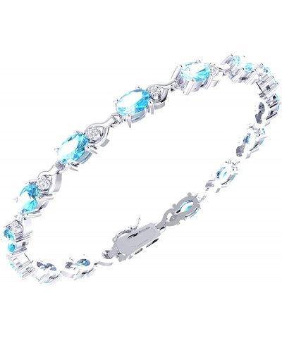 Tennis Bracelet for Women 925 Sterling Silver Gemstone Bracelet 6x4mm Oval Stone with 1.5mm Diamond Tennis Bracelet Elegant W...