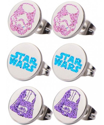 Star Wars Officially Licensed Hypoallergenic Jewelry Women's Stainless Steel Darth Vader Logo and Stormtrooper Post Stud Earr...