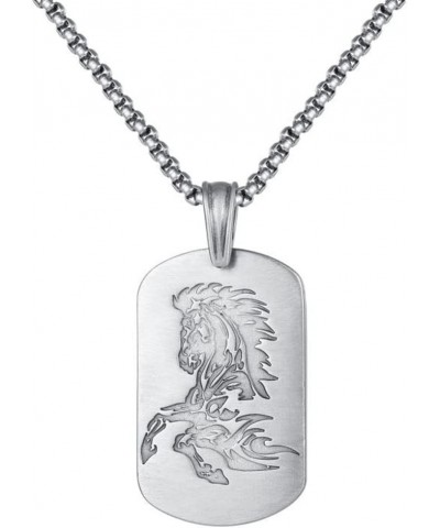 Men's and Women's Stainless Steel Chinese Dog Tag Zodiac Signet Pendant Necklace with Chain Amulet Jewelry Horse popular $9.2...