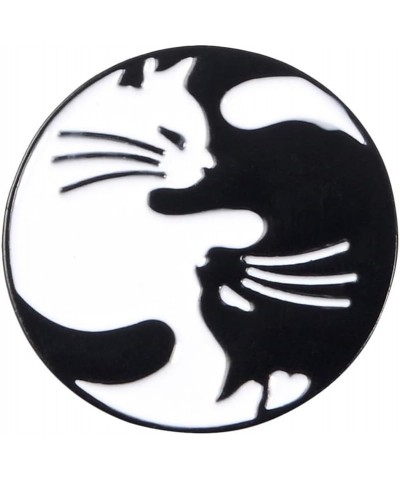Yin Yang White Black Cat Round Badge Pin Cute Black White Cat Enamel Pin Hug Kitten Enamel Couple Brooch Lovely Animal Enamel...