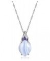 .925 Sterling Silver Genuine Blue Lace Agate and Iolite 1" Oval Pendant Necklace on 18" Box Chain $40.49 Necklaces