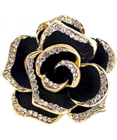 Flower Brooch Pins for Women Men Camellia Brooch Rhinestone Pin Flower Bouquet Fashion Brooch Jewelry for Wedding Party Black...