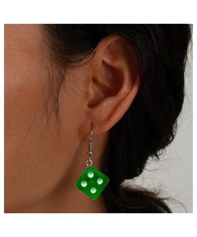 Dollandd Dice Earring Casino Drop Earrings Geometric Cube Dice Dangle Earrings Punk Acrylic Earring for Women Girl,White Gree...