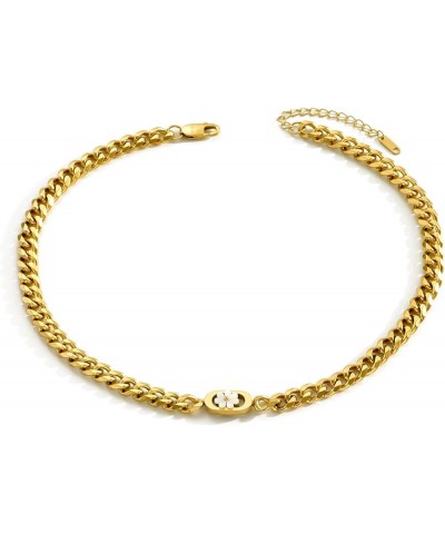 Gold Cuban Link Necklace for Women Gold Cuban Necklace Simple Cuban Link Chain For Women Trendy Cross Necklace for Women A76-...