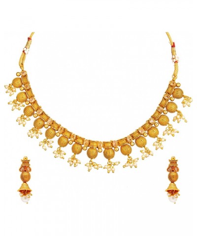 Traditional IndianHandcrafted Antique Gold Plated Jewellery Necklace set With Matching Earring For Women (SJN_91) $12.41 Jewe...