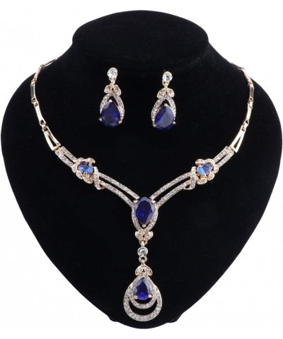 Women's CZ Crystal Zircon Teardrop Necklace Earrings Prom Bridal Wedding Accessories Jewelry Set And Boxes Blue $9.19 Jewelry...