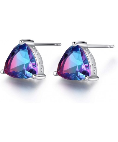 S925 Mystic Topaz Stud Earrings Rainbow Sterling Silver Triangle StonesTrillion Cut Gemstone Fine Jewelry for Women $12.31 Ea...
