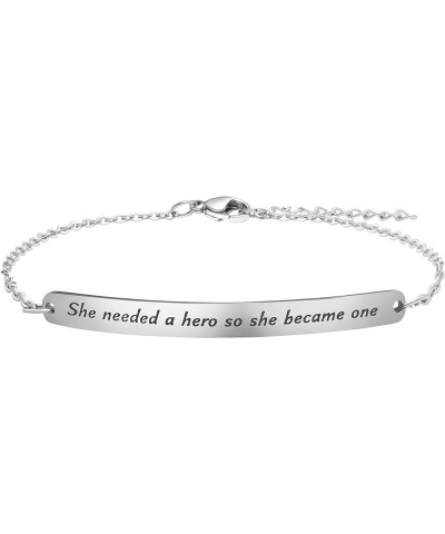 Personalized Gifts for Women Motivational Friendship Bracelets Inspire Mantra Message Engraved She needed a hero so she becam...