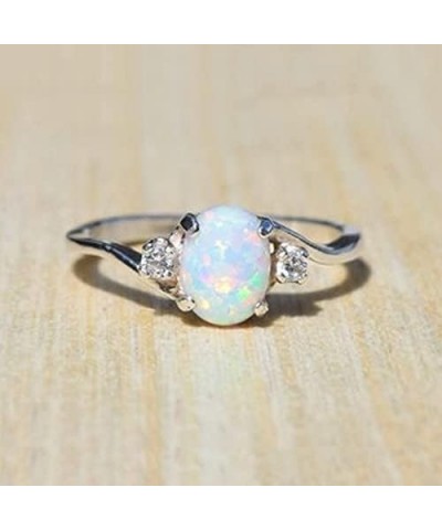 Exquisite Women's 925 Plate Silver Ring Oval Cut Created-Fireopal Diamond Jewelry Birthday Proposal Gift Bridal Engagement Pa...