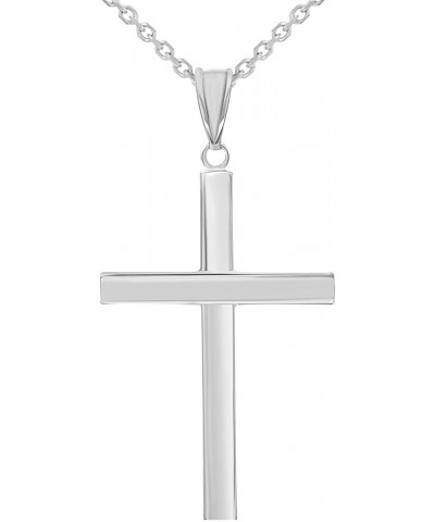 14k White Gold Polished Simple Religious Cross Pendant Necklace 18 Inches $62.40 Necklaces