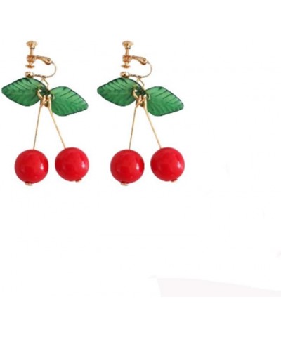 1Pair Women Earrings Stylish Sweet Small Fresh Fruit Cherry Shape Ear Clips Rings (Red) $9.76 Earrings