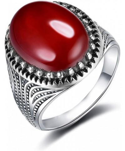 Handmade Turkish Red Onyx Solitaire Oval cut Agate Unisex Cocktail Ring for Men Women $10.19 Others