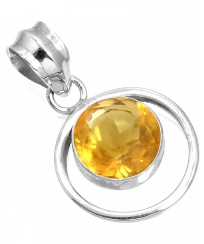 925 Sterling Silver Handmade Pendant for Women 10 MM Round Gemstone Fashion Jewelry for Gift (99579_P) Citrine Quartz $18.35 ...