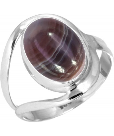 925 Sterling Silver Handmade Ring for Women 10x14 Oval Gemstone Statement Jewelry for Gift (99021_R) Botswana Agate $19.71 Rings