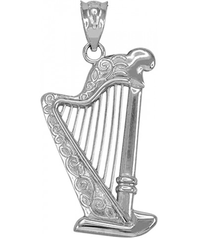 .925 Sterling Silver Harp Pendant Necklace - Choose Chain Length, 16”-22” Pendant Only $17.00 Necklaces