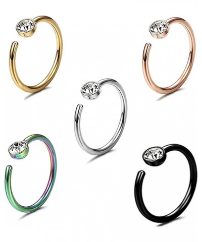 Nose Rings Hoop, Non Piercing Stainless Steel Clip-on Fake Nose Ring Body Jewelry 5pcs $3.76 Body Jewelry