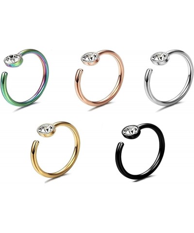 Nose Rings Hoop, Non Piercing Stainless Steel Clip-on Fake Nose Ring Body Jewelry 5pcs $3.76 Body Jewelry