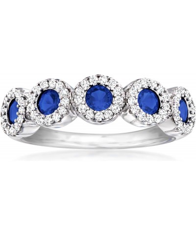 0.70 ct. t.w. Simulated Sapphire 5-Stone Ring With .30 ct. t.w. Czs in Sterling Silver $28.80 Rings