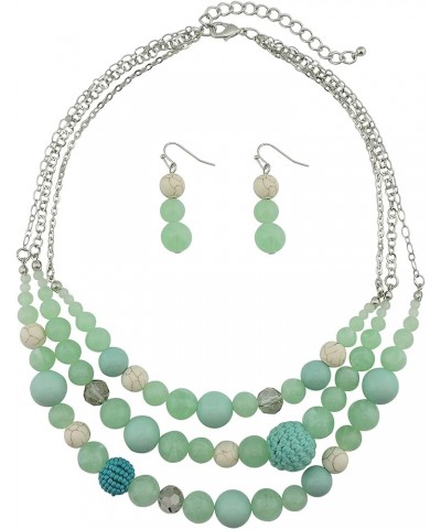 3 Layer Strand Beads Statement Necklace Earring Women Jewelry Set 587 $8.00 Jewelry Sets