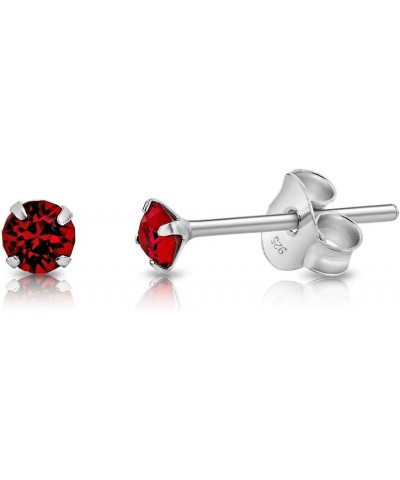 925 Sterling Silver VERY TINY Round Stud Earrings made with Crystals from Swarovski Elements - Diameter: 3 mm Dark Red $10.63...