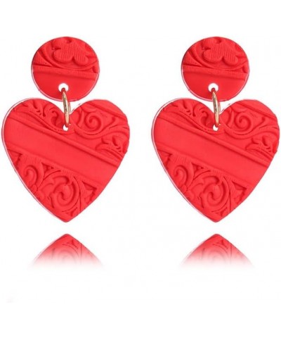 Love Heart Drop Dangle Earrings for Women Mom Girlfriend Girl Interlocking Red Peach heart Letter Pendant Polymer Clay Earrin...