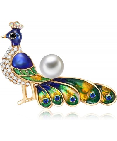 Brooch Women Peacock Brooch Pin Electroplating Blue $3.36 Brooches & Pins
