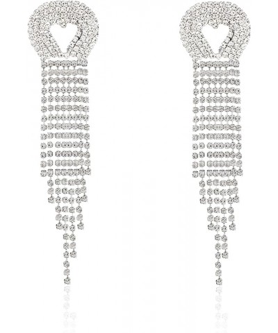 Luxury Women's Long Fringe Sparkling Crystal Drop Earrings Glossy Rhinestone Dangle Earrings Bridal Wedding Party Jewelry F-S...