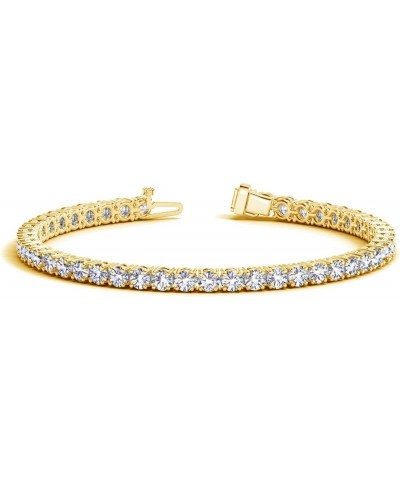 5 to 20 Carat LAB GROWN Classic Diamond Tennis Bracelet 4 Prong Luxury Collection (D-E Color, VS1-VS2 Clarity) Yellow Gold 20...