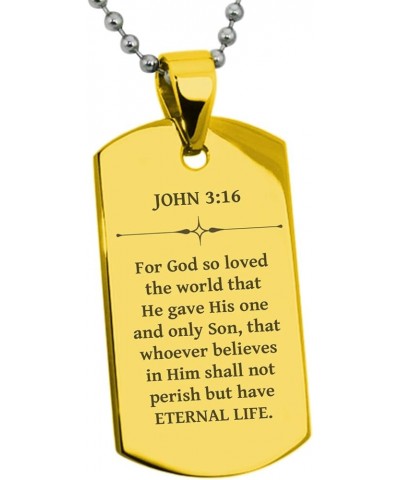 Stainless Steel Eternal Life John 3:16 Dog Tag Pendant Necklace Gold $13.99 Pendants