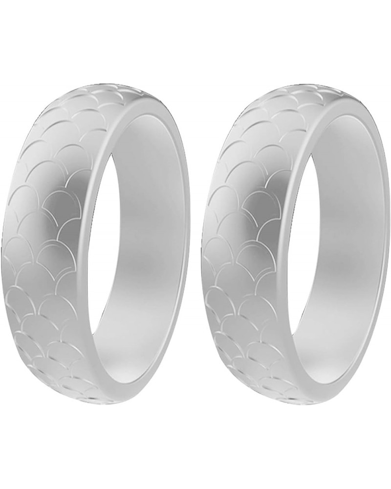 Rings 2Pcs Women Fish-scale Pattern Birthday Silicone Ring Wedding Band Accessory Ring 4 US 9 $2.77 Bracelets