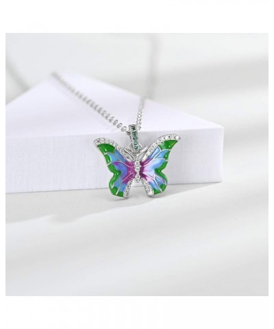 925 Sterling Silver Plated Butterfly Bridal Jewelry Colorful Enamel Jewelry Set CZ Simulated Diamond Party Jewelry Set for Wo...