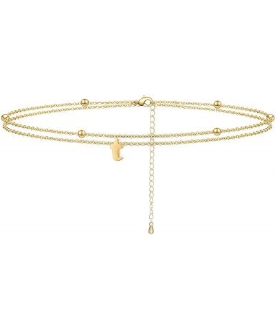 Initial Ankle Bracelets for Women Layered Letter Anklet for Women 14K Gold Plated T $9.34 Anklets