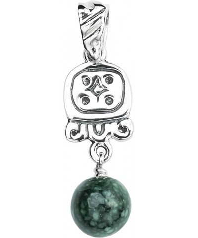 Handcrafted Sterling Silver Nahual Pendant Featuring Jadeite Jade Bead | Mayan Calendar, Natural Guatemalan Jade, Non-Dyed, G...