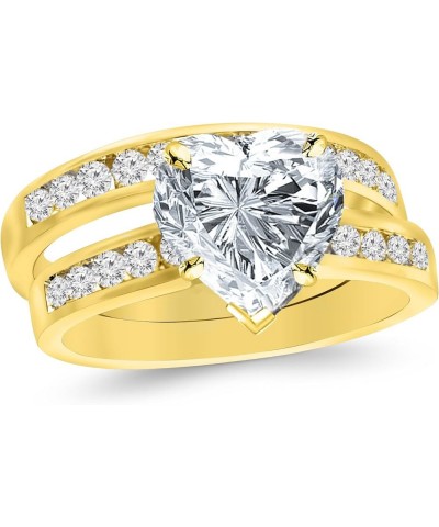 14K White Gold 2.75 Carat LAB GROWN DIAMOND Classic Channel Set Wedding Set Bridal Band Diamond Engagement Ring (D-E Color VS...