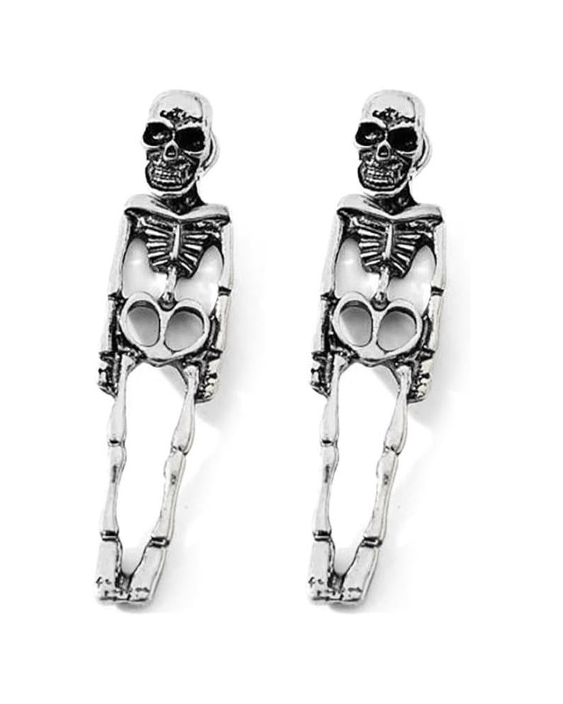 Halloween Skull Skeleton Drop Earrings for Women Fashion Punk Charm Ghost Spider Web Dangle Earrings Jewelry Gift Silver $3.7...