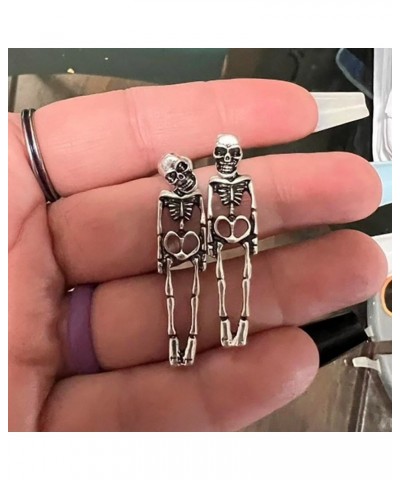 Halloween Skull Skeleton Drop Earrings for Women Fashion Punk Charm Ghost Spider Web Dangle Earrings Jewelry Gift Silver $3.7...