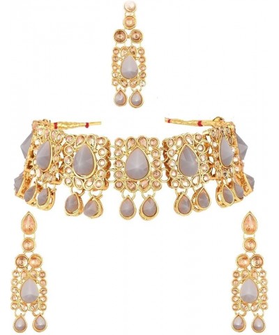 Indian Jewelry Set For Women Traditional Wedding Jewelry Crystal Rhinestone Bridal Choker Necklace and Chandbali Earring Maan...