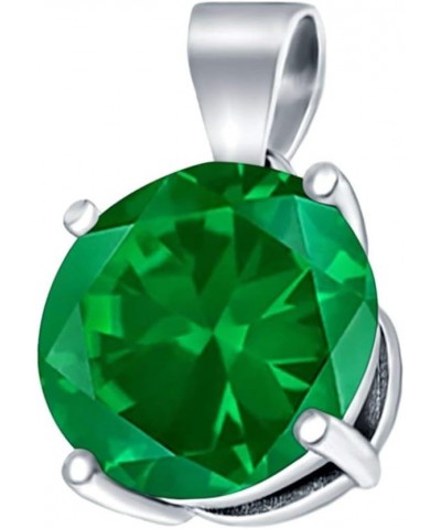 Round Simulated Cubic Zirconia Charm Pendant 925 Sterling Silver (8mm) Simulated Green Emerald Cubic Zirconia $9.68 Pendants