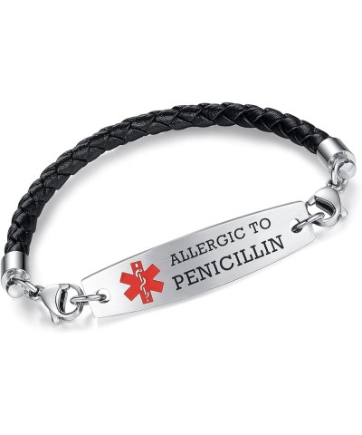 Interchangeable medical alert bracelets for men women free engraving medical bracelets BLACK / 6.5" penicillin $17.97 Bracelets