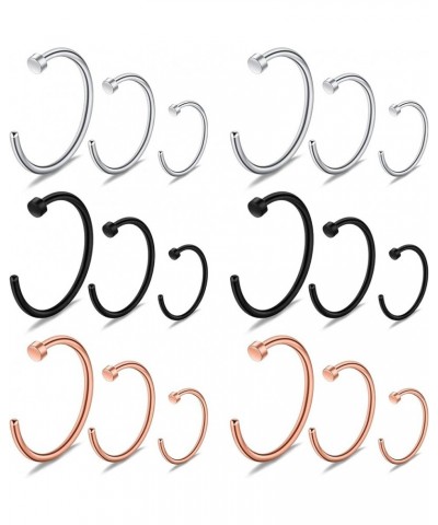 6-18pcs 18 Gauge Stainless Steel Body Jewelry Piercing Earrings Lip Nose Hoop Ring Unisex 6mm 8mm 10mm 18PCS - Mix Color 1 $8...