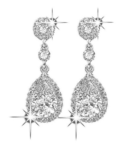 Stainless Steel Earrings for Women Rhinestone Earrings Jewelry Wedding for Women Wedding Matching Earrings for White $6.41 Ea...